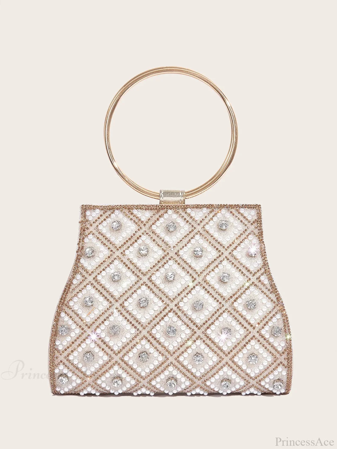 PU Rhinestone Clutch Bag for Women Party Wedding Fashion Gold clutchbag-250126