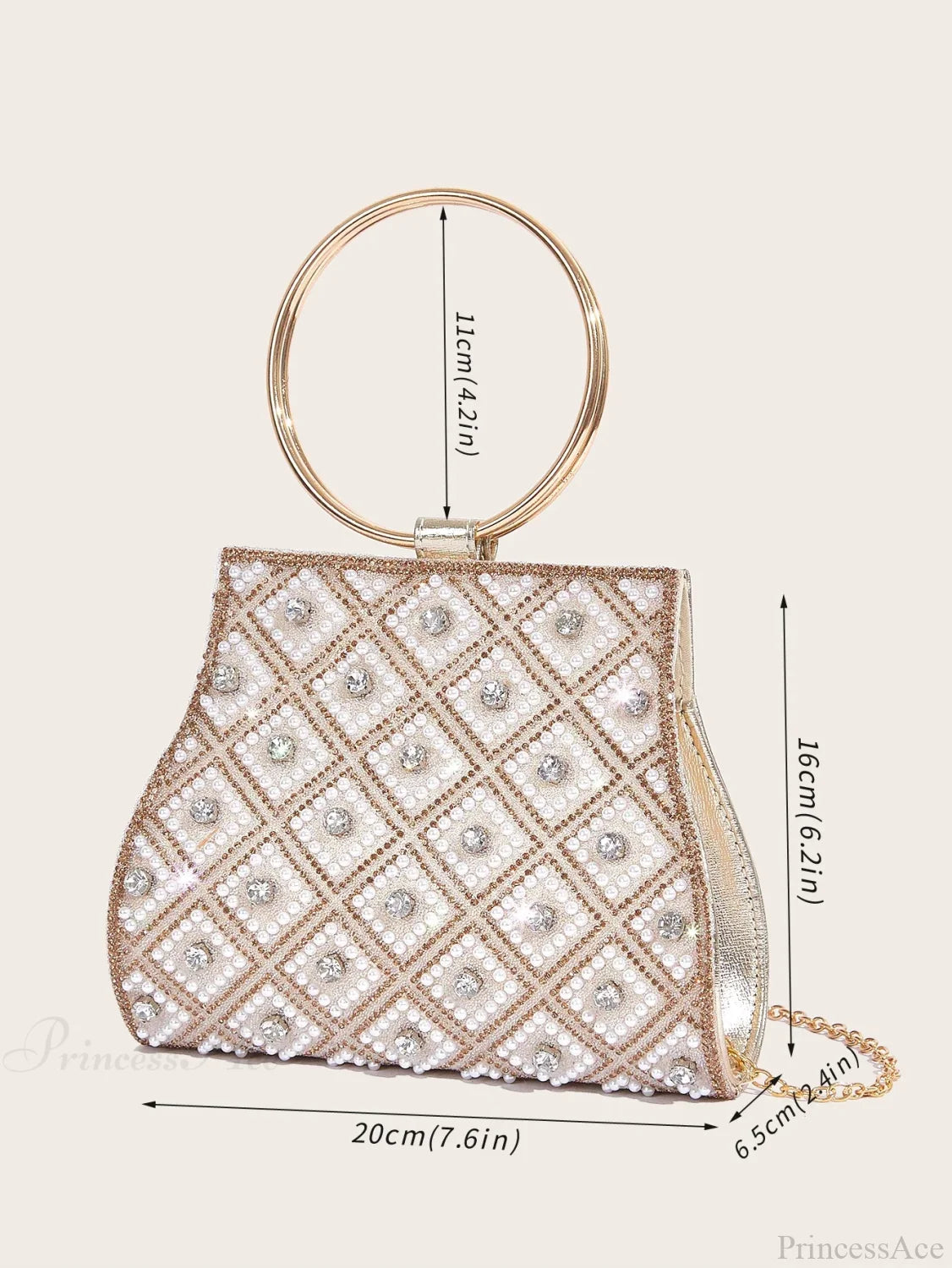 PU Rhinestone Clutch Bag for Women Party Wedding Fashion Gold clutchbag-250126