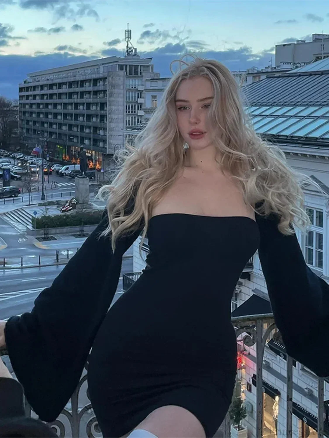 Puff Sleeve Square Collar Mini Dress