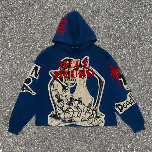 Punk Mummy Print Oversized Hoodie