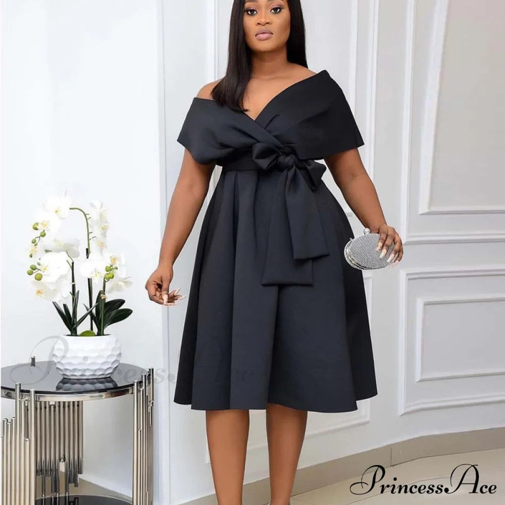 Quality Elegant Wedding Women - For Size Bow Plus Gown Party S-Xxxl High Detail Black / S