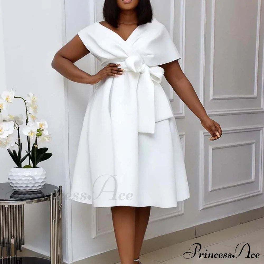 Quality Elegant Wedding Women - For Size Bow Plus Gown Party S-Xxxl High Detail White / S