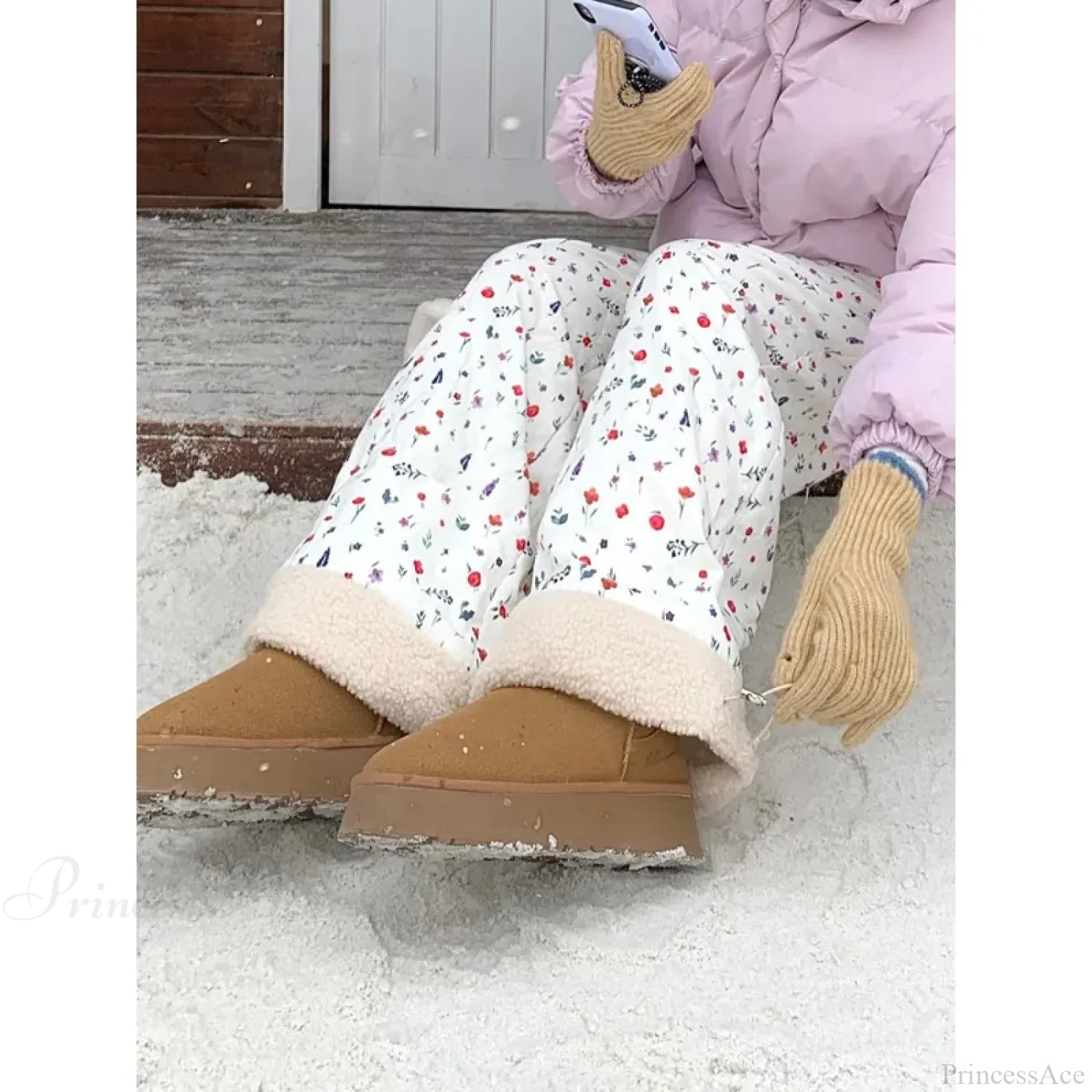 Quilted Brushed Winter Pants Y2K Pants