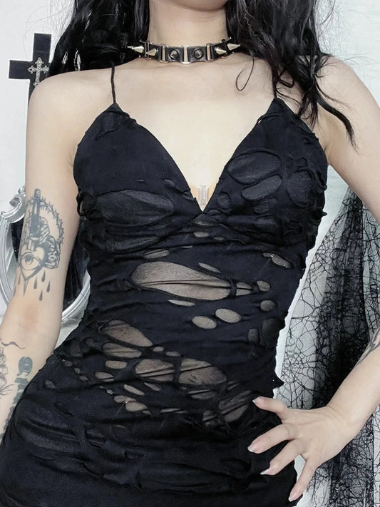 Ragged Strapless Mini Dress