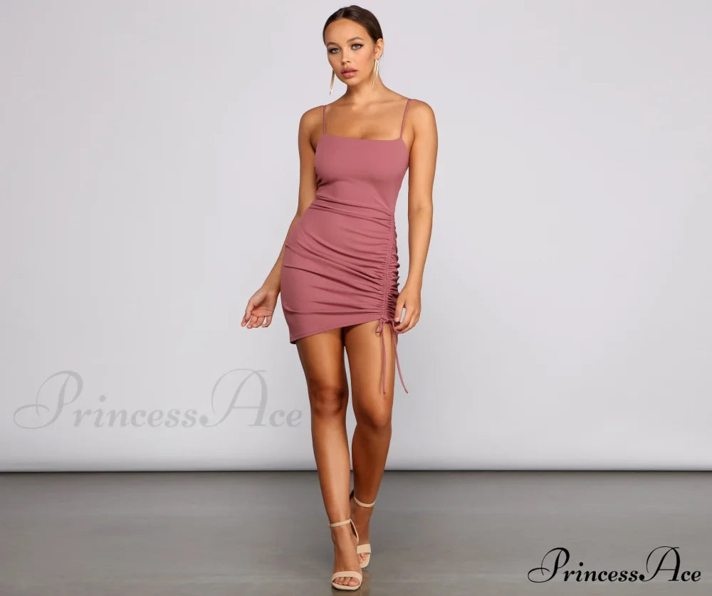 Ready To Stylish Ruche Mini Dress Club Dresses