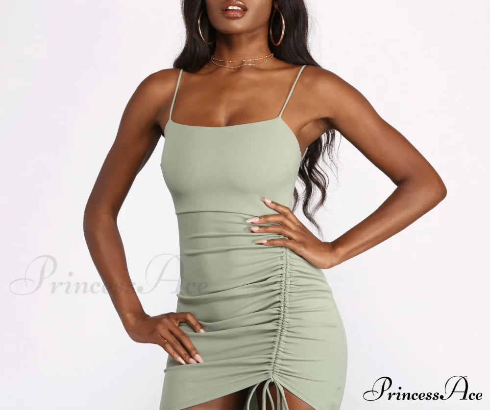 Ready To Stylish Ruche Mini Dress Club Dresses