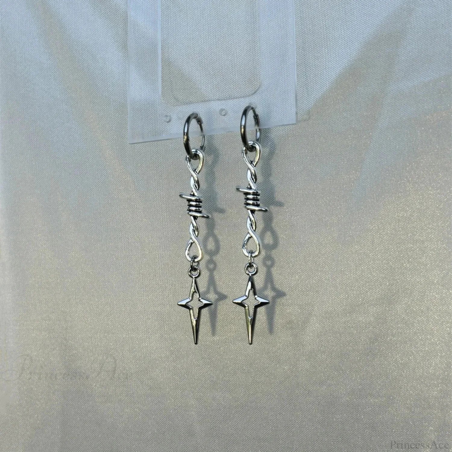 Rebel Celestial Cross Silver Empty Heart Earring color3 / CHINA