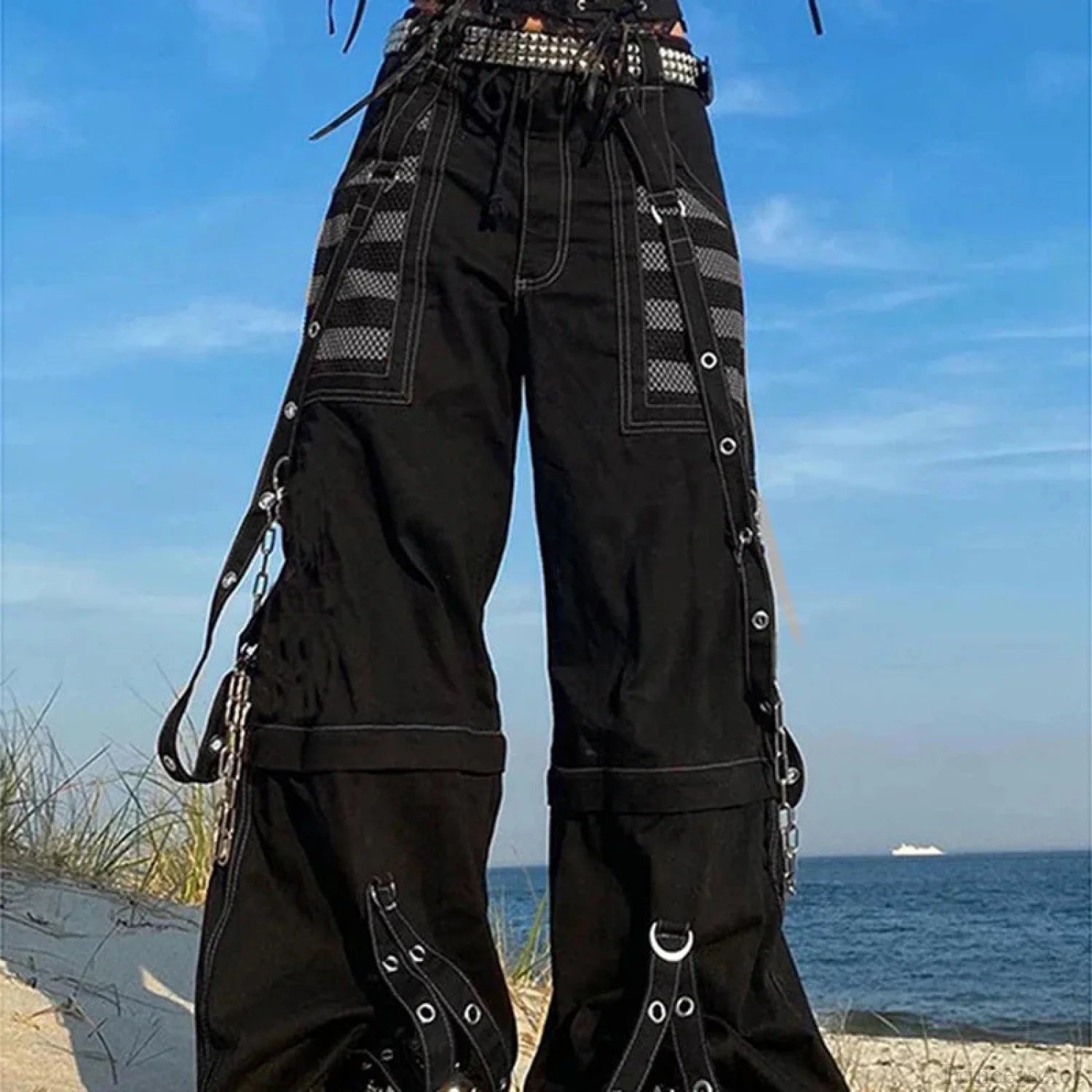 Rebellious Dark Y2K Wide Leg Trouser WHITE / S