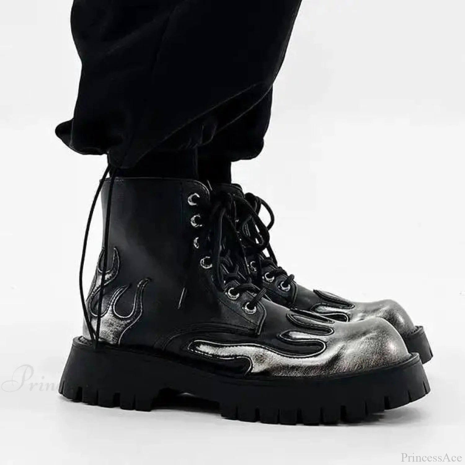 Rebellious Platform Ankle Gothic Motorcycle Boot