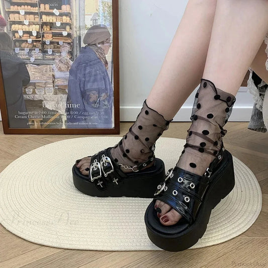 Rebellious Rivet Platform Gothic Sandal