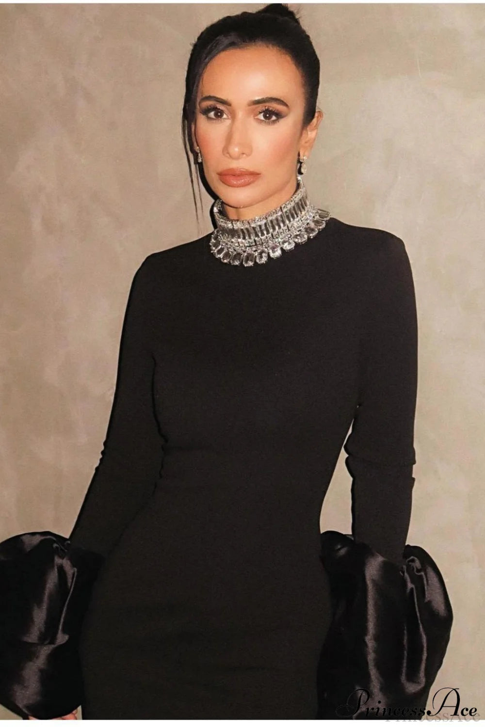 Red Bandage Flared Long Sleeves Party Dress