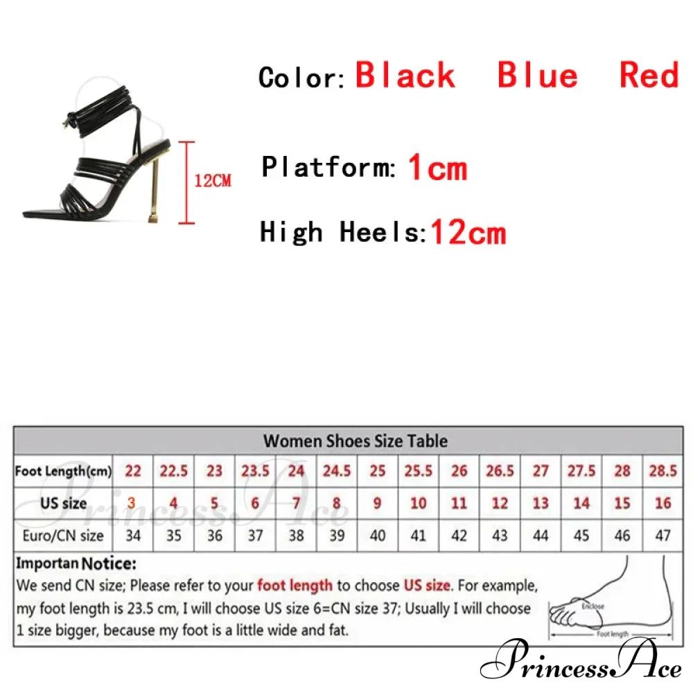 Red Blue Thin High Heels Sandals Size 35-42 Pointed Toe Snake Print Lace Up Shoes Female Pumps