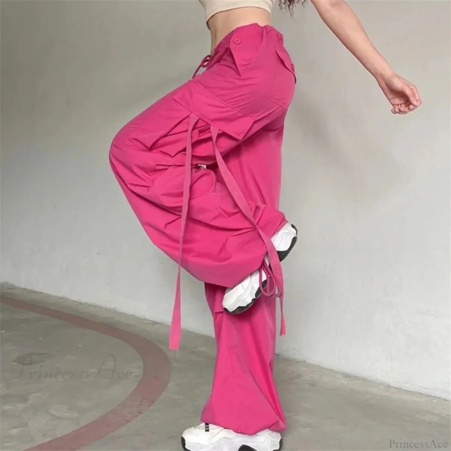 Red Cargo Casual High Waist Hip Hop Pant pant-250223