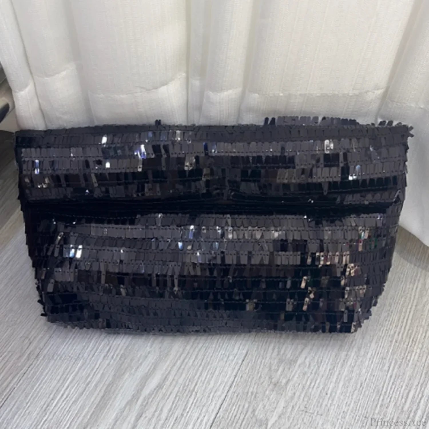Red Sequin Leather Clutch Bag Wristlet BLACK wristlet-250126