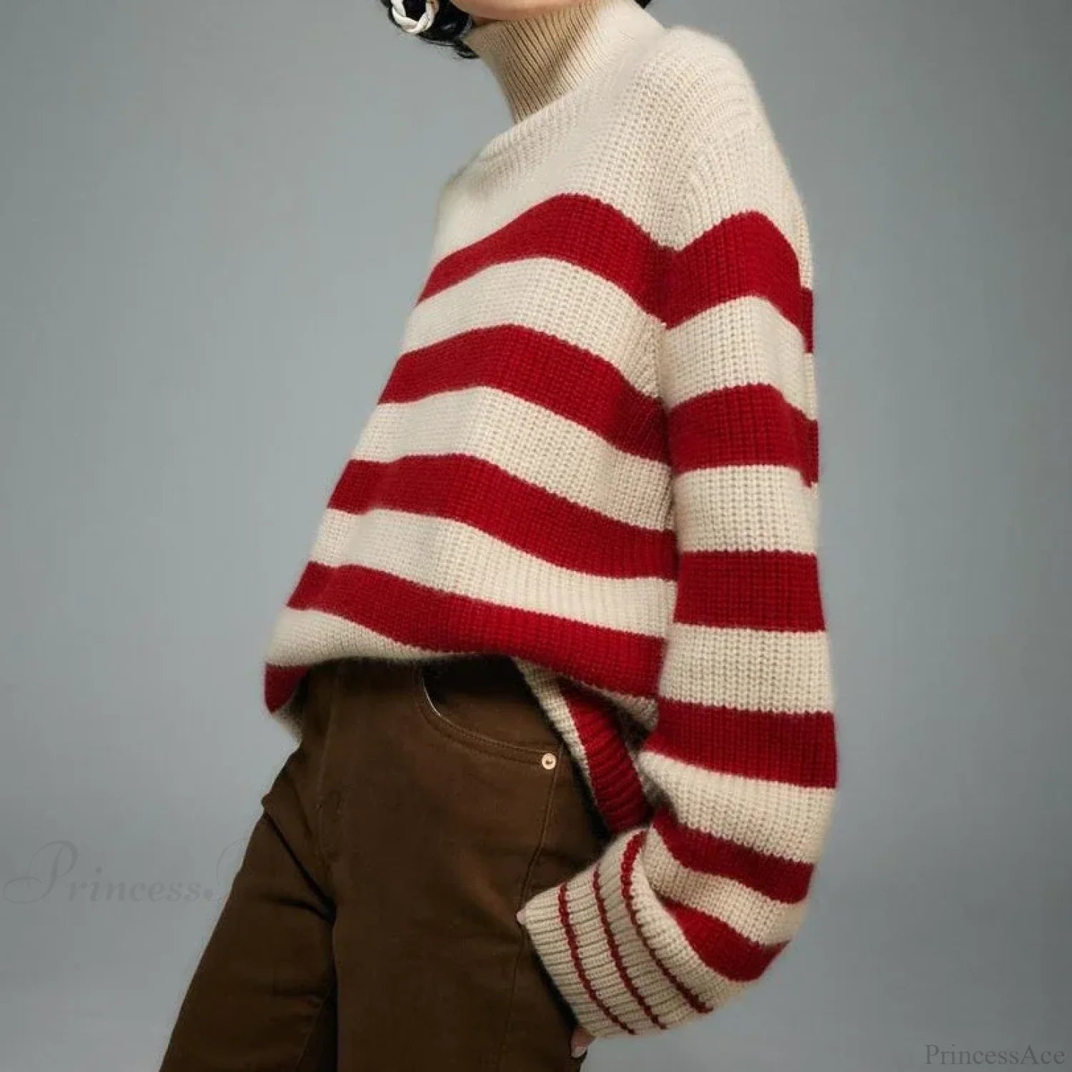 Red Striped Thick Y2k Sweater Red / One Size