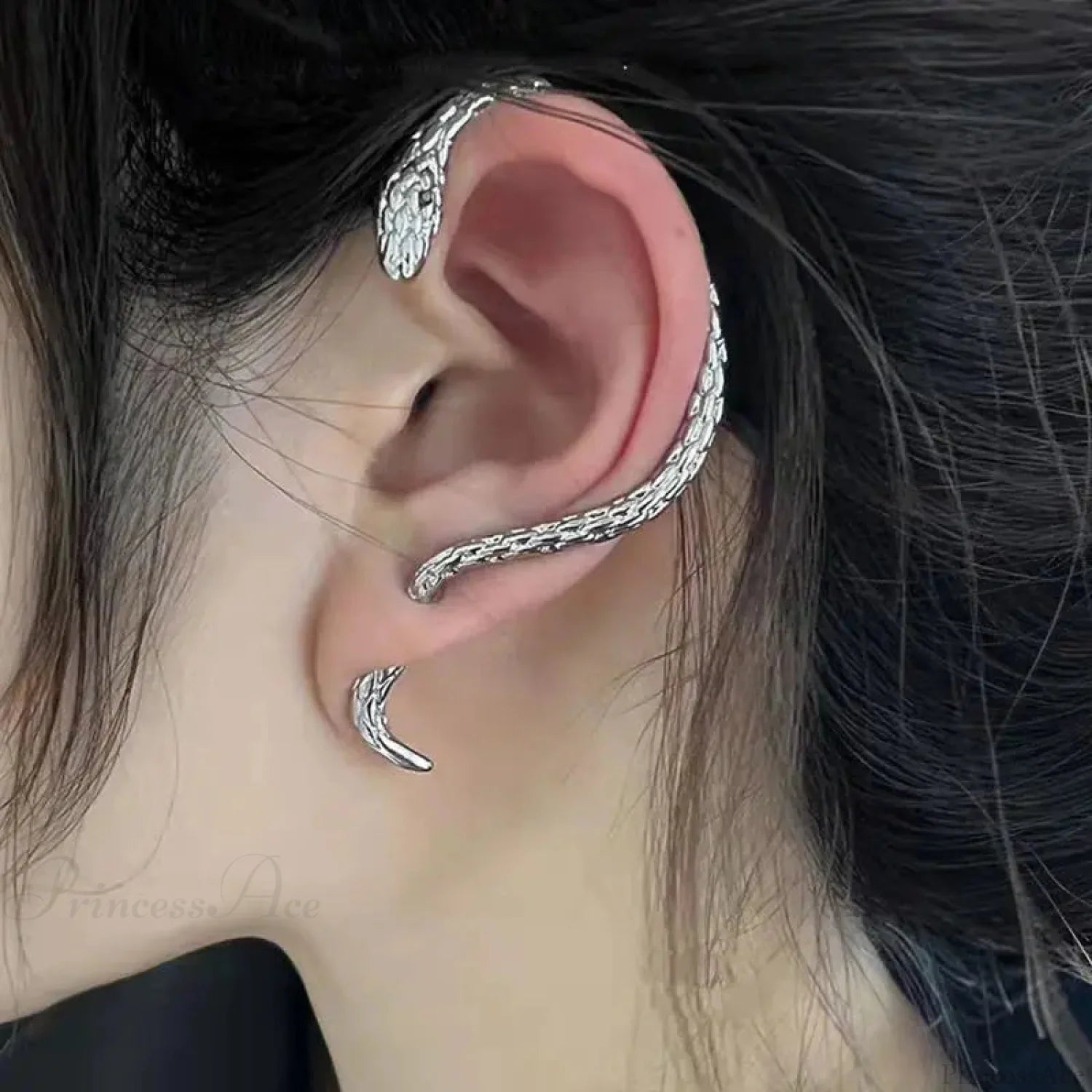 Reptile Rebellious Clasp Earring Without Piercing silver left