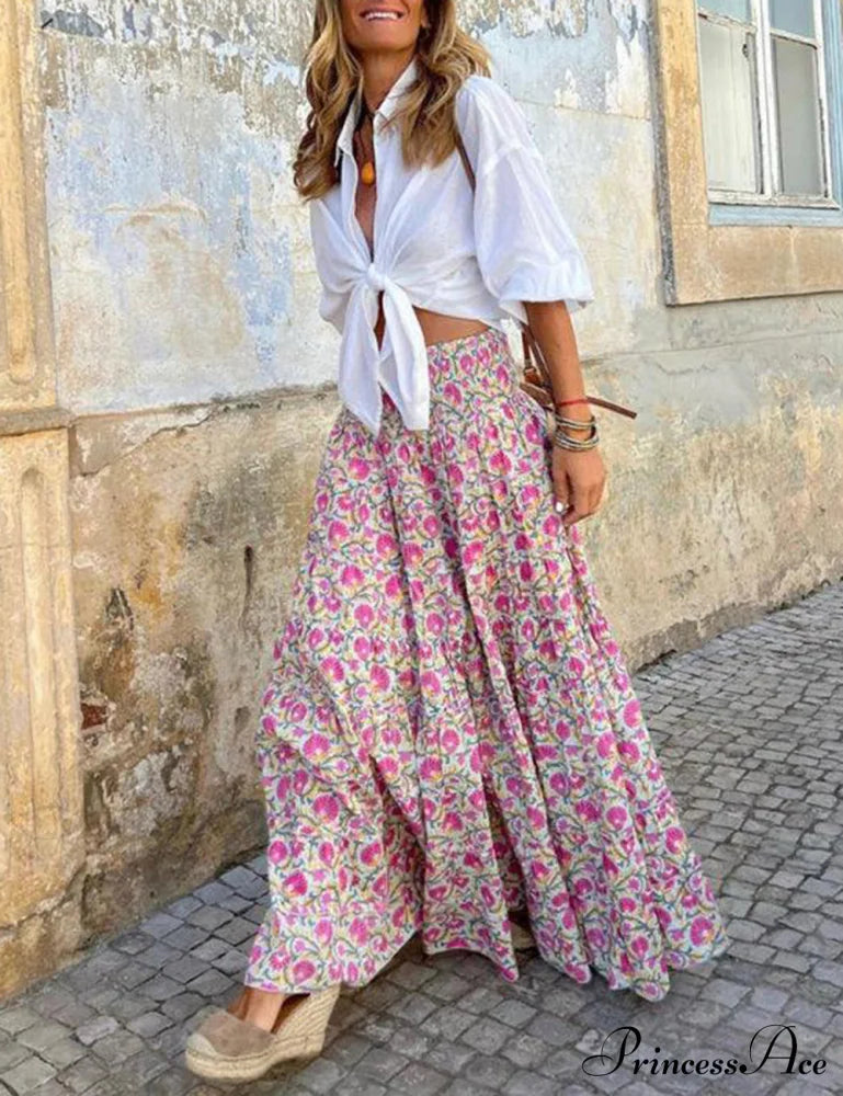 Resort Style Stylish Casual Printed Skirt Dresses