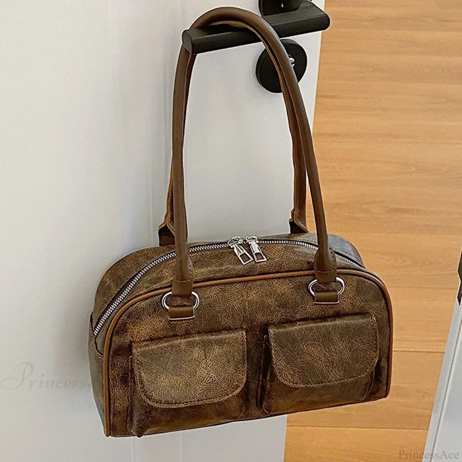 Retro Double Pockets Small Shoulder Bag shoulder-250126