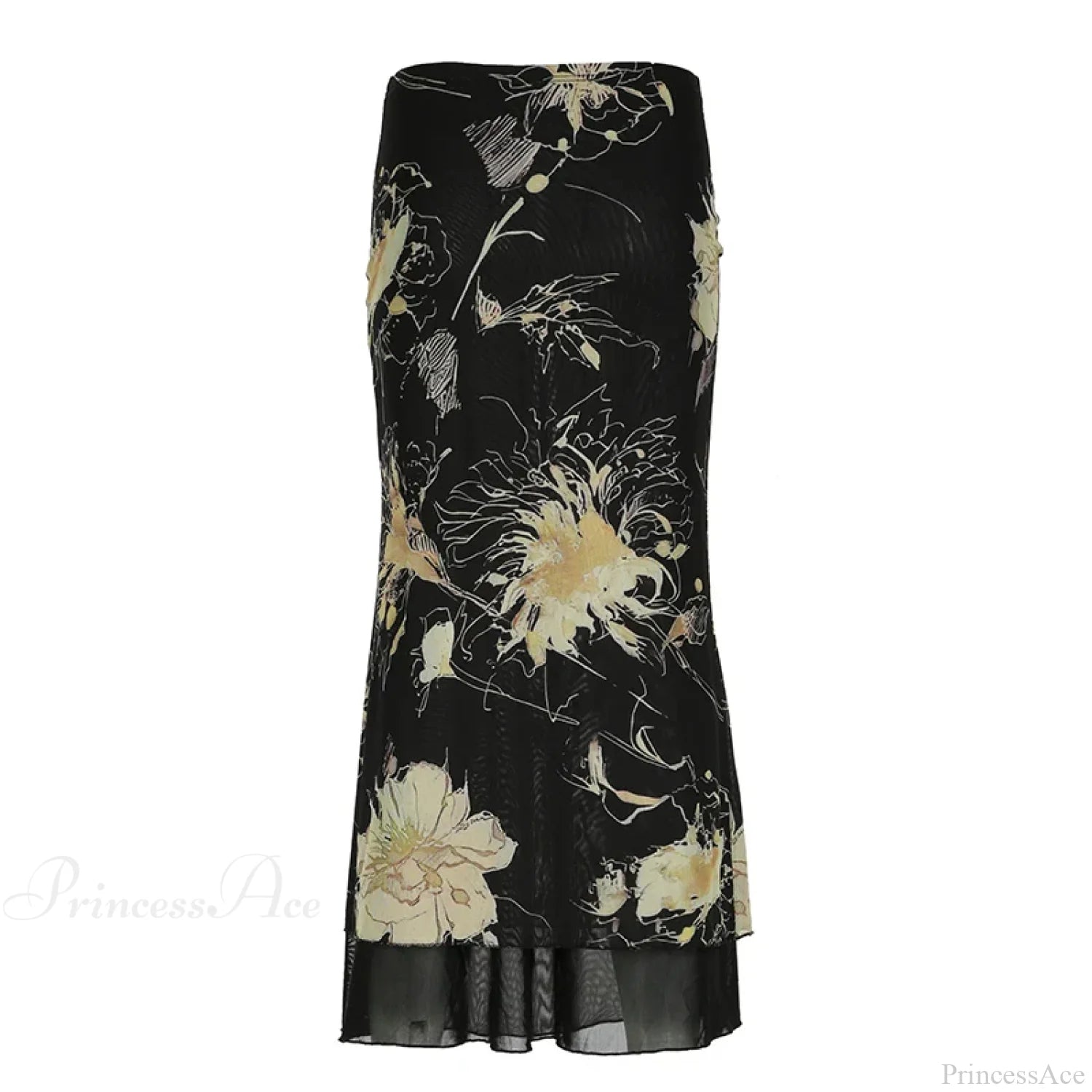 Retro Floral Fairycore Long Skirt