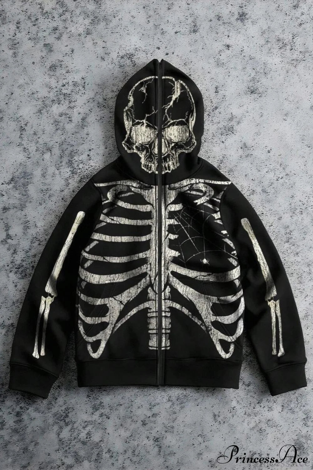 Retro Harajuku Skull Print Hoodie