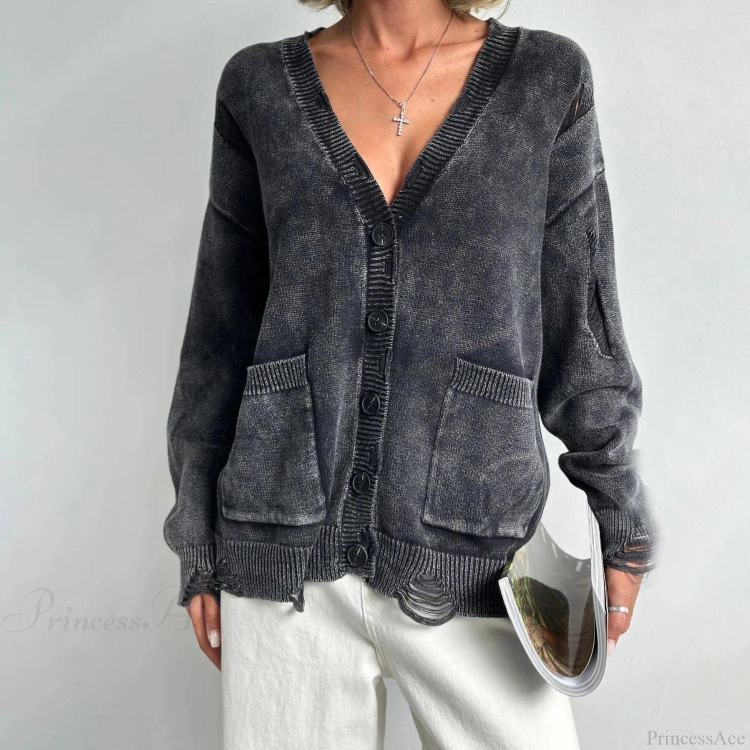 Retro Oversized Soft Button Knitted Cardigan cardiagn-250126