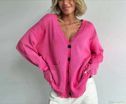 Retro Oversized Soft Button Knitted Cardigan cardiagn-250126