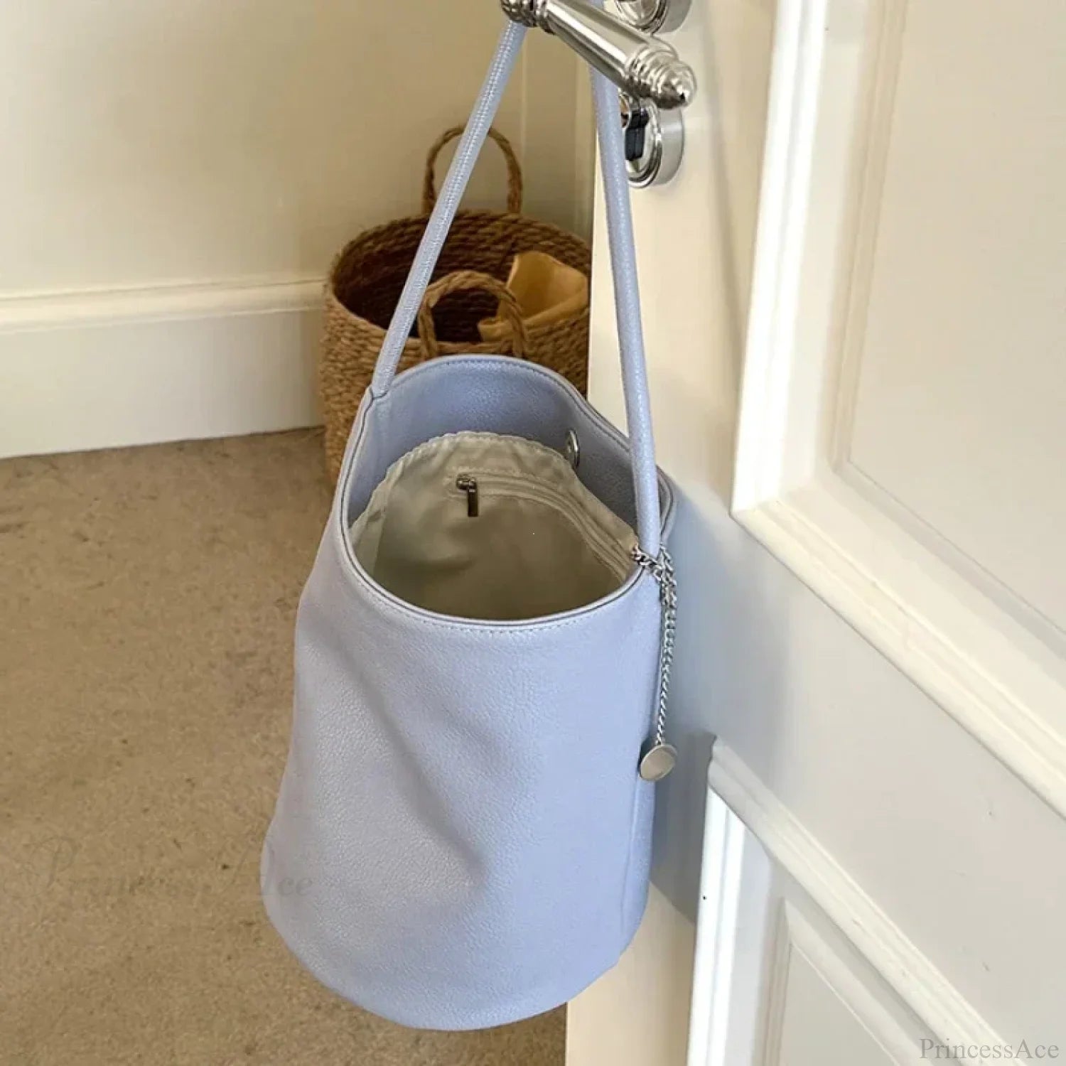 Retro Soft Leather Bucket Shoulder Bag shoulder-250126