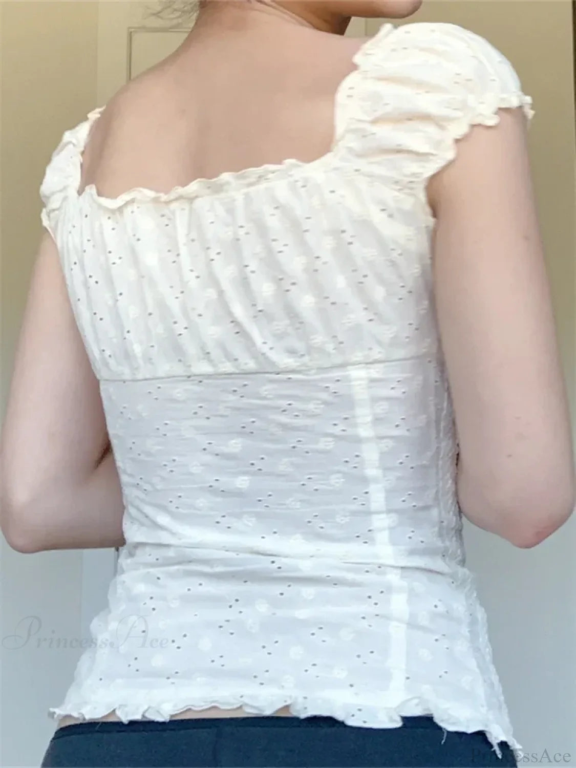 Retro Square Neck Button Down Short Sleeve Blouse blouse-250126