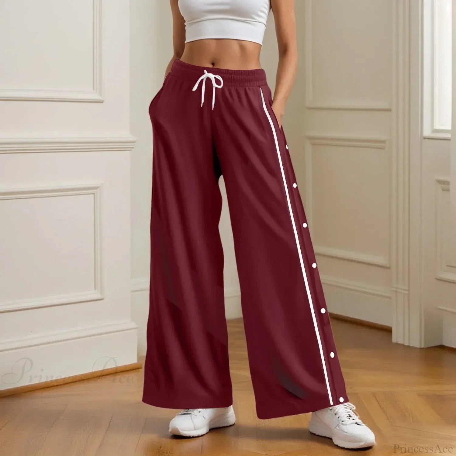 Retro Wide Leg High Street Cargo Pants Red / S