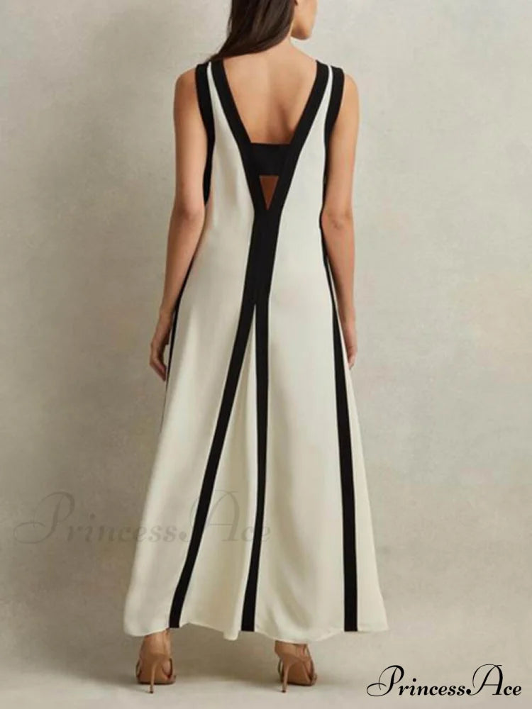 Reversible Style Colorblock Charming A-Line Maxi Dress Dresses