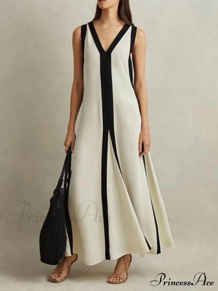 Reversible Style Colorblock Charming A-Line Maxi Dress Dresses