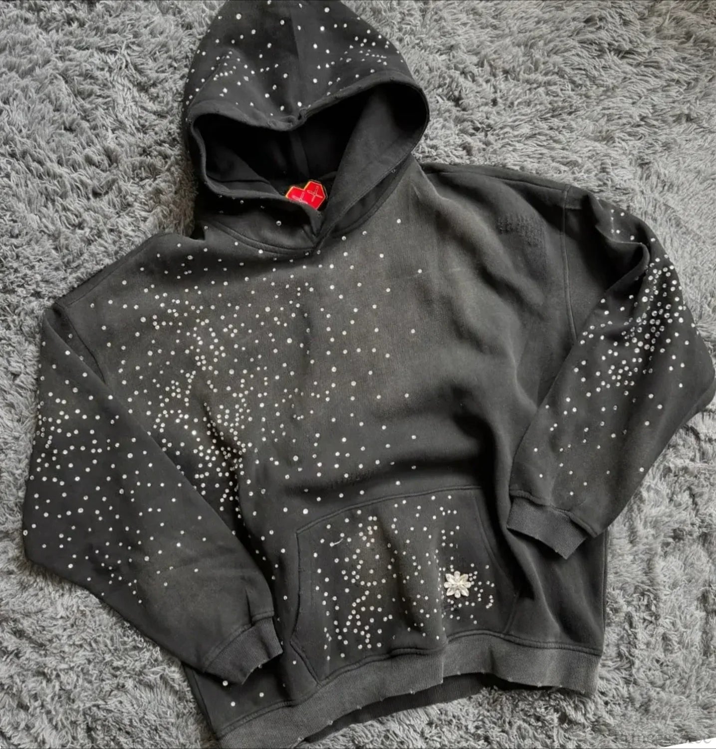 Rhinestone Black Pullover Hoodie