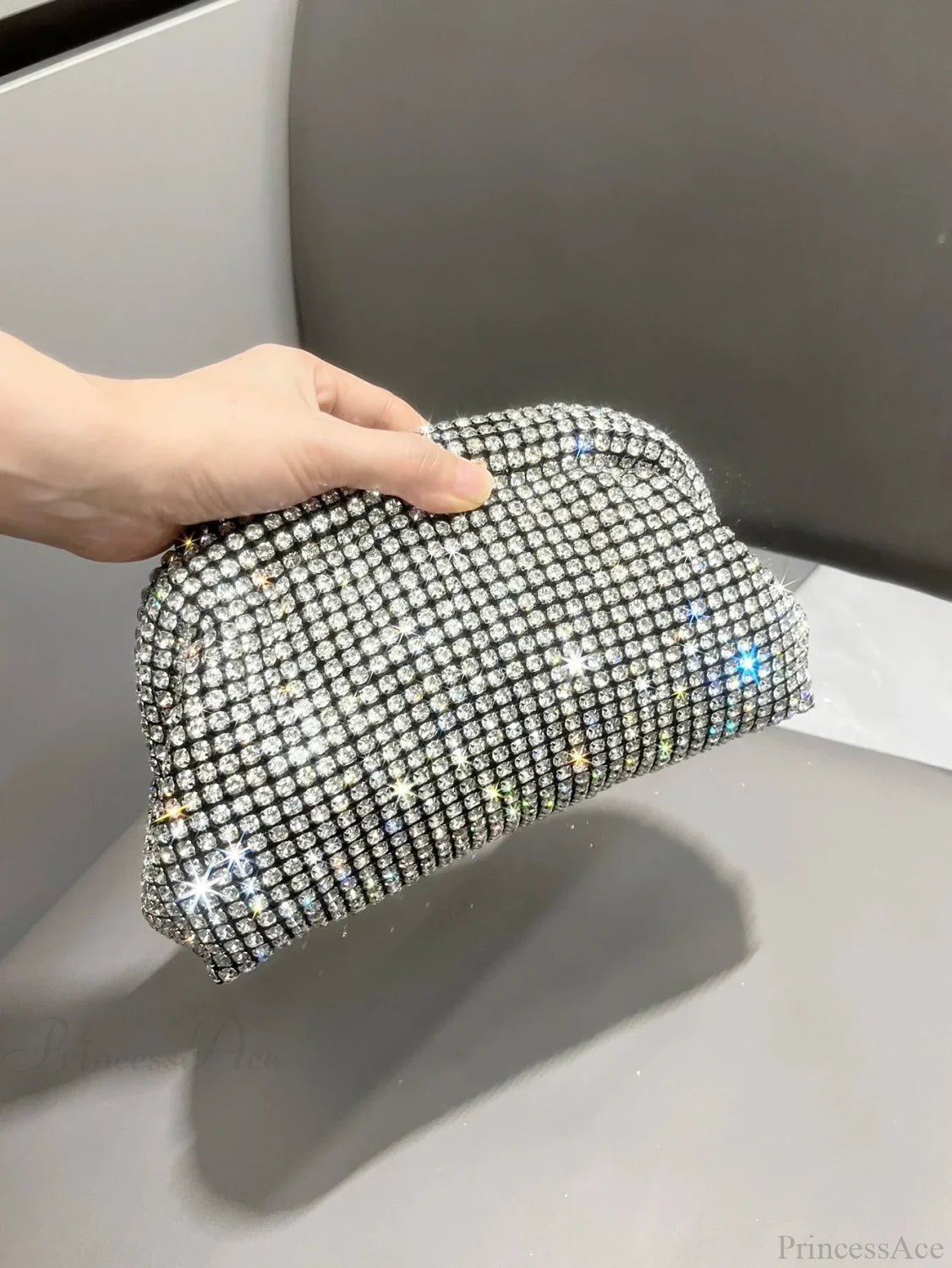 Rhinestones Designer Clutch Evening Bag Silver clutchbag-250126