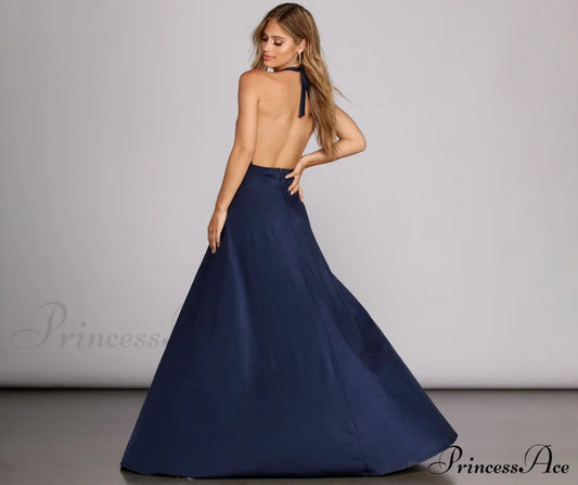 Rhonda Formal Stylish Plunging Halter Dress S.o. Long Dresses