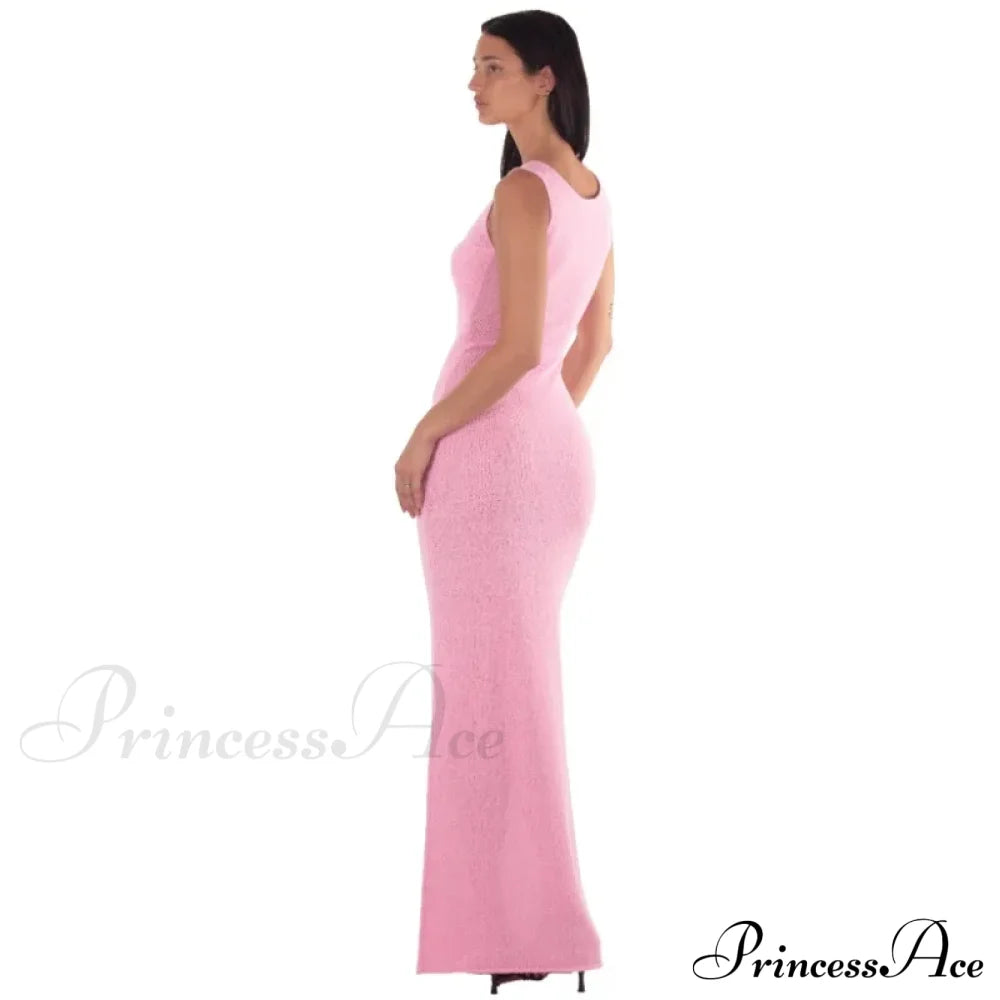 Ribbed Knit Bandeau Charming Sleeveless Midi Dress