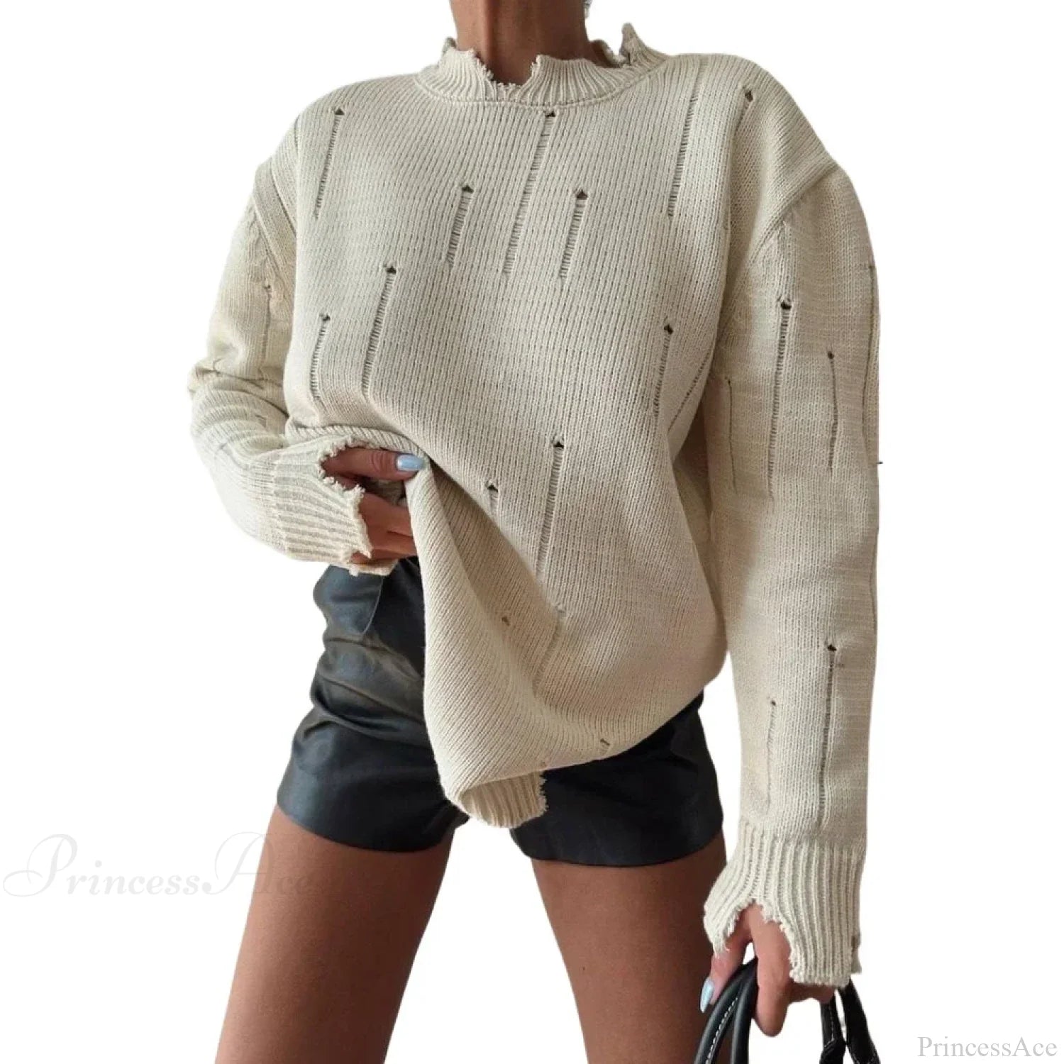 Ripped Y2K Casual Long Sleeve Sweater