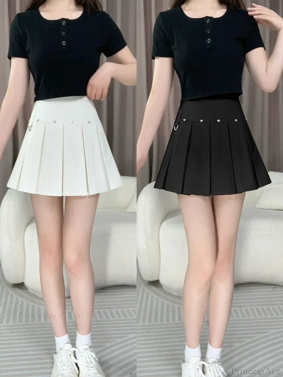 Rivet Pleated A-line Street Skirt