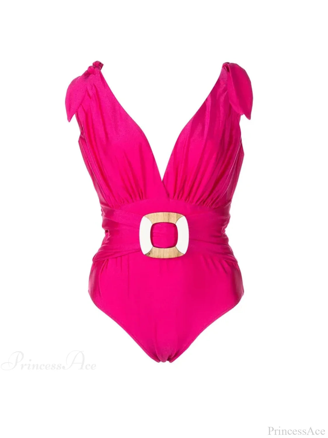 Rose Pink Deep V Sexy Swimsuit One Piece onepiece-250223