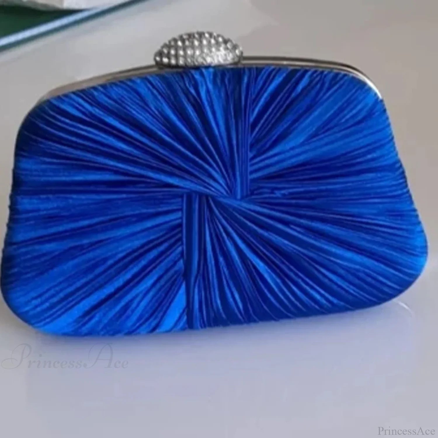 Royal Blue Pleat Pillow Shaped Clutch Bag Wedding Bridal Party Purse clutchbag-250126