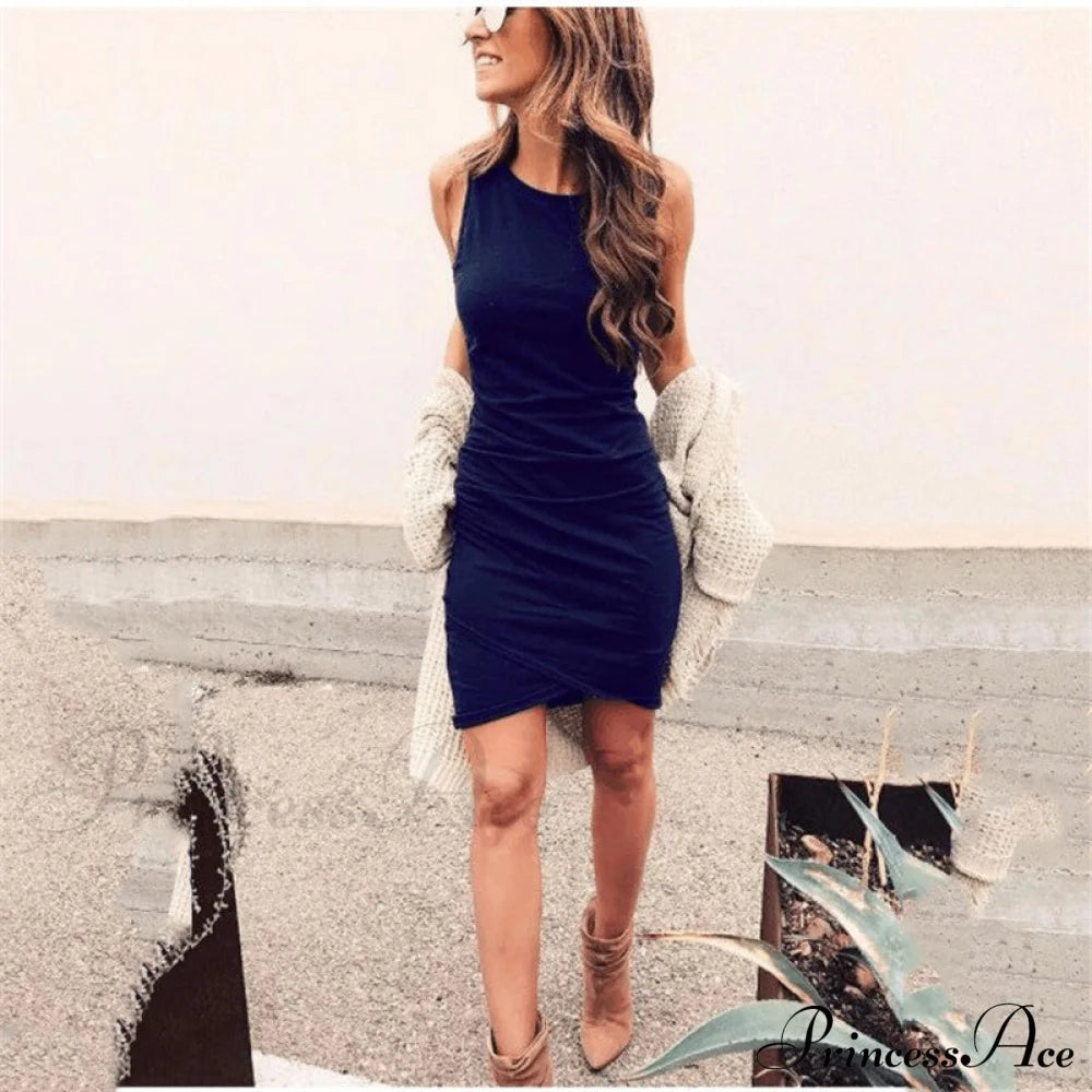 Ruched Side Bodycon Dress M / Green Short Bodycon Slim Dress