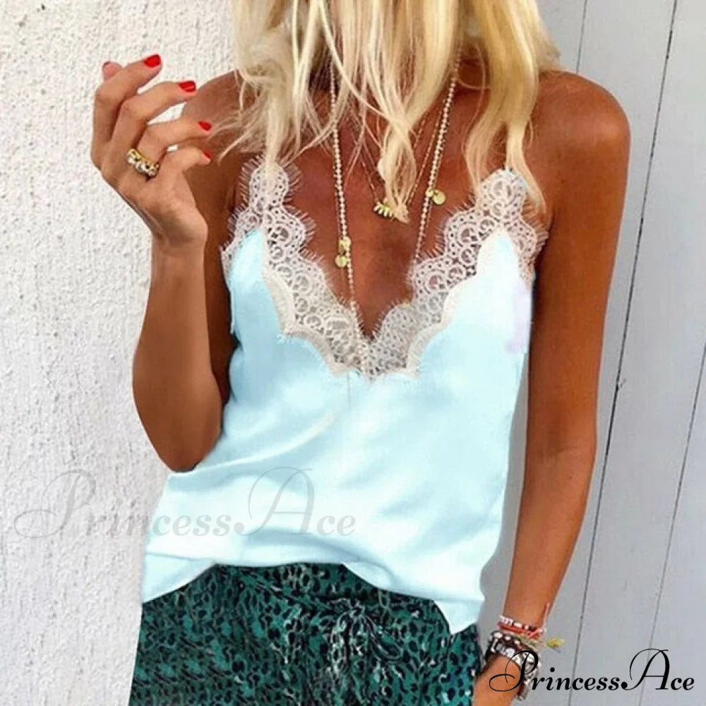 Ruffle Spaghetti Warm-Season Blouse Muyogrt Neck Strap V Backless Sleeveless Women Casual Shirts