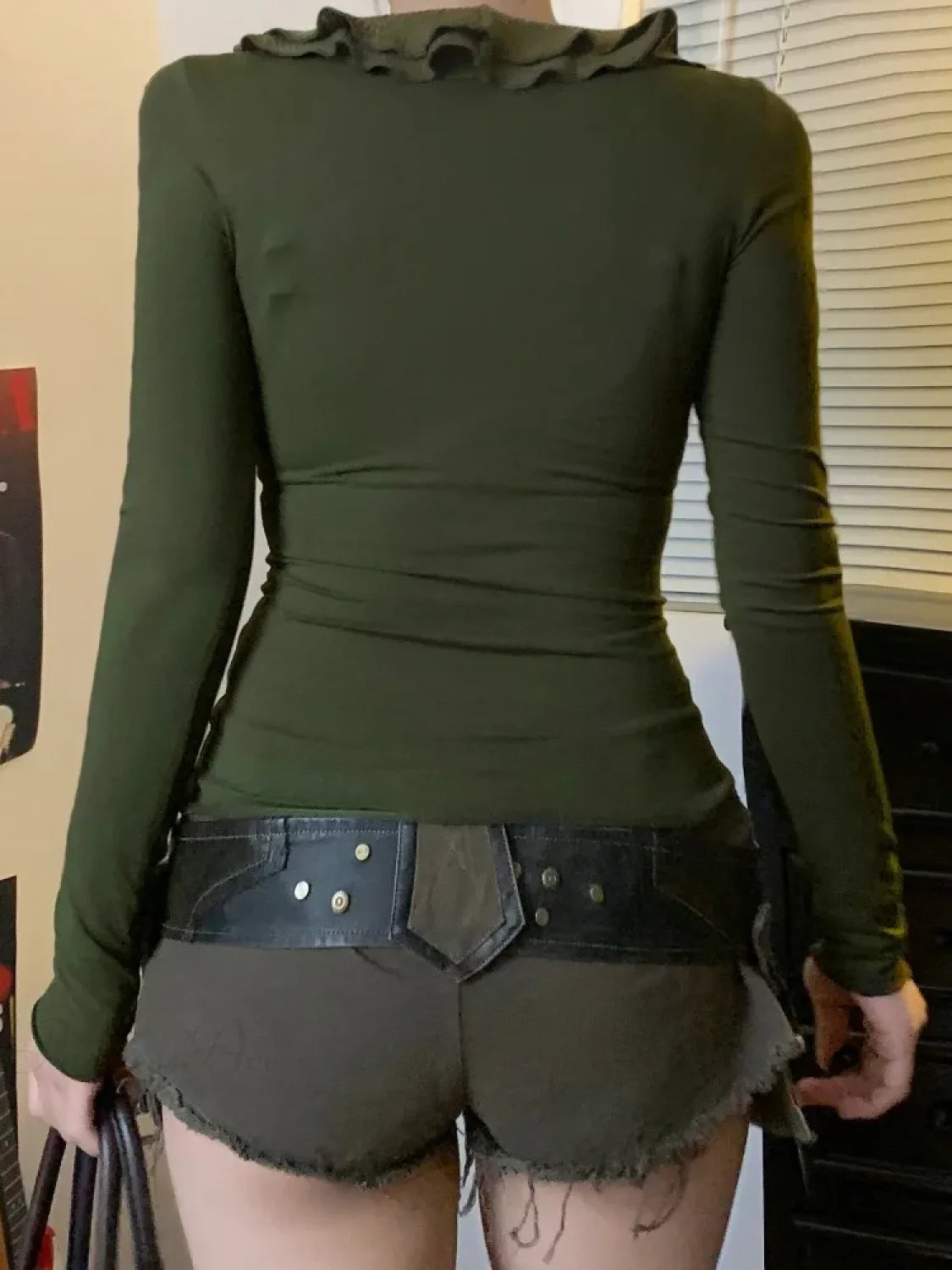 Ruffle V-neck Knit Top