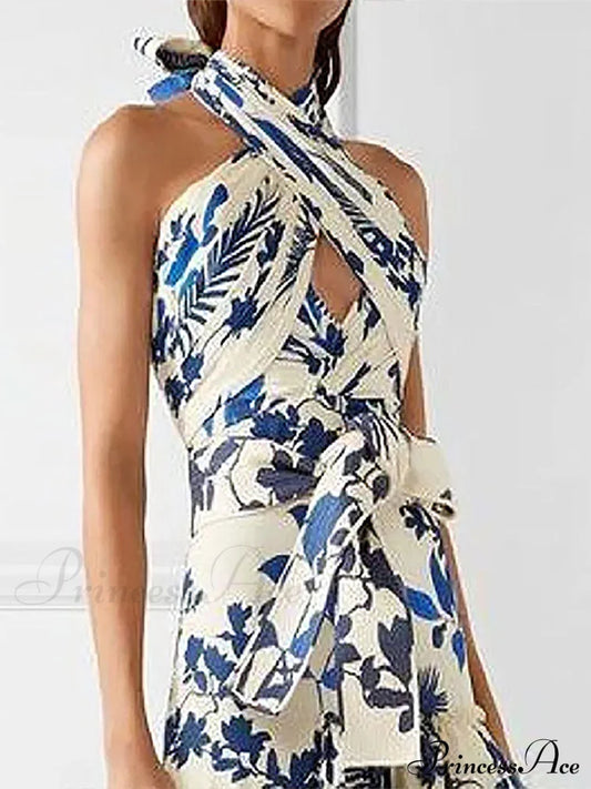 Ruffled Aesthetic Sleeveless For Women’s With - Party Vestidos Neck-Mounted Hem Formal Elegant