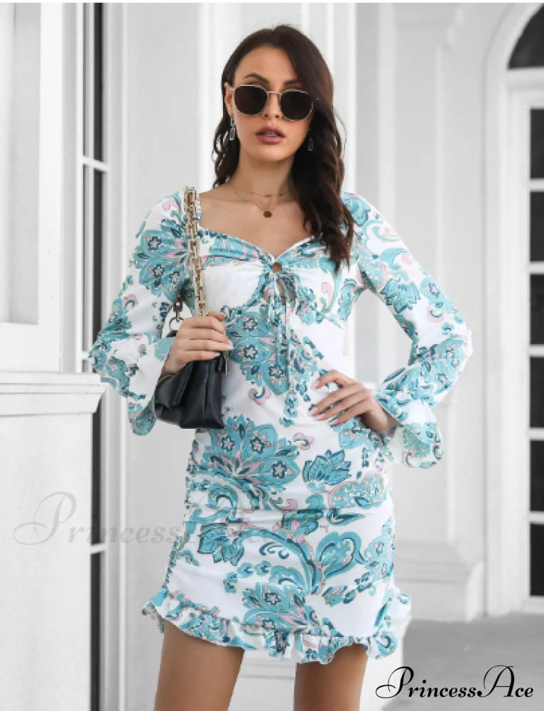 Ruffled Skirt With Printed Word Collar Xl / Green