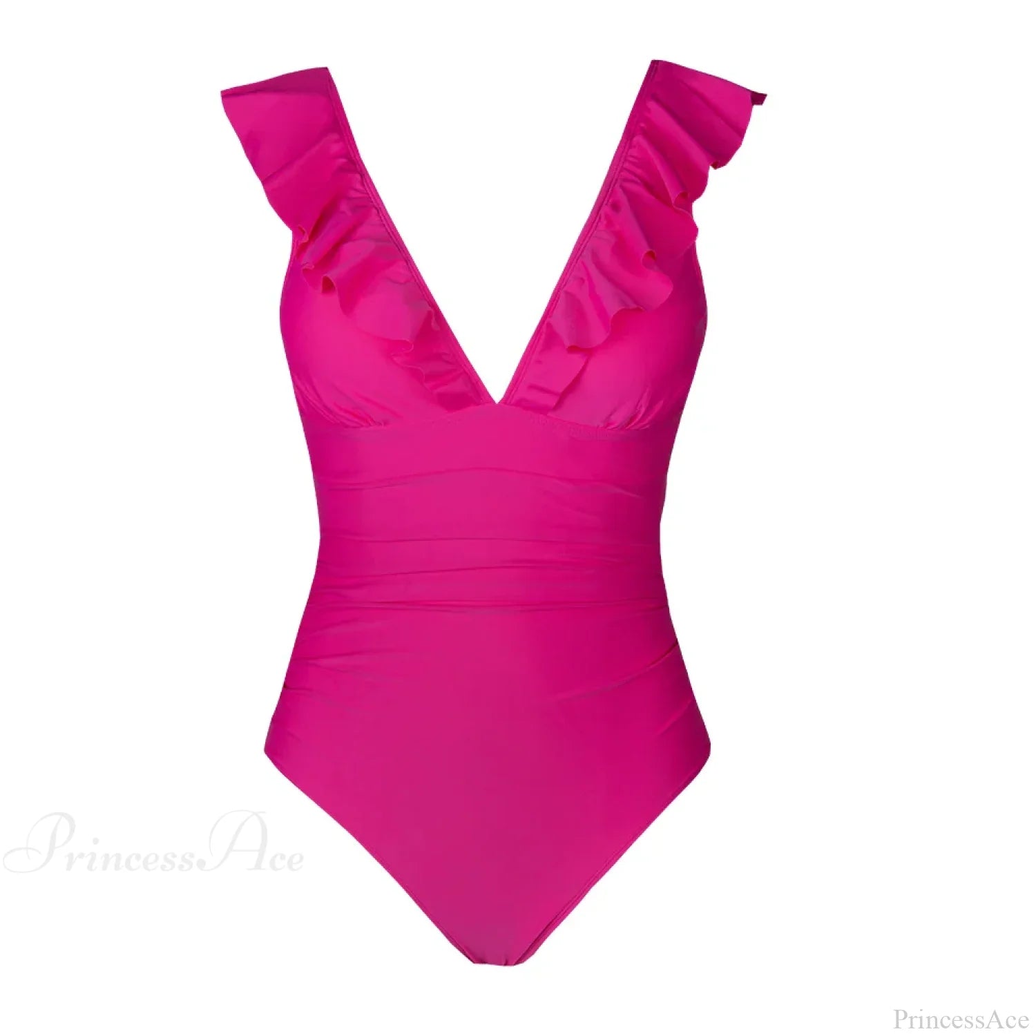 Ruffled V-neck Lace Up Monokini One Piece Set color4 / XS