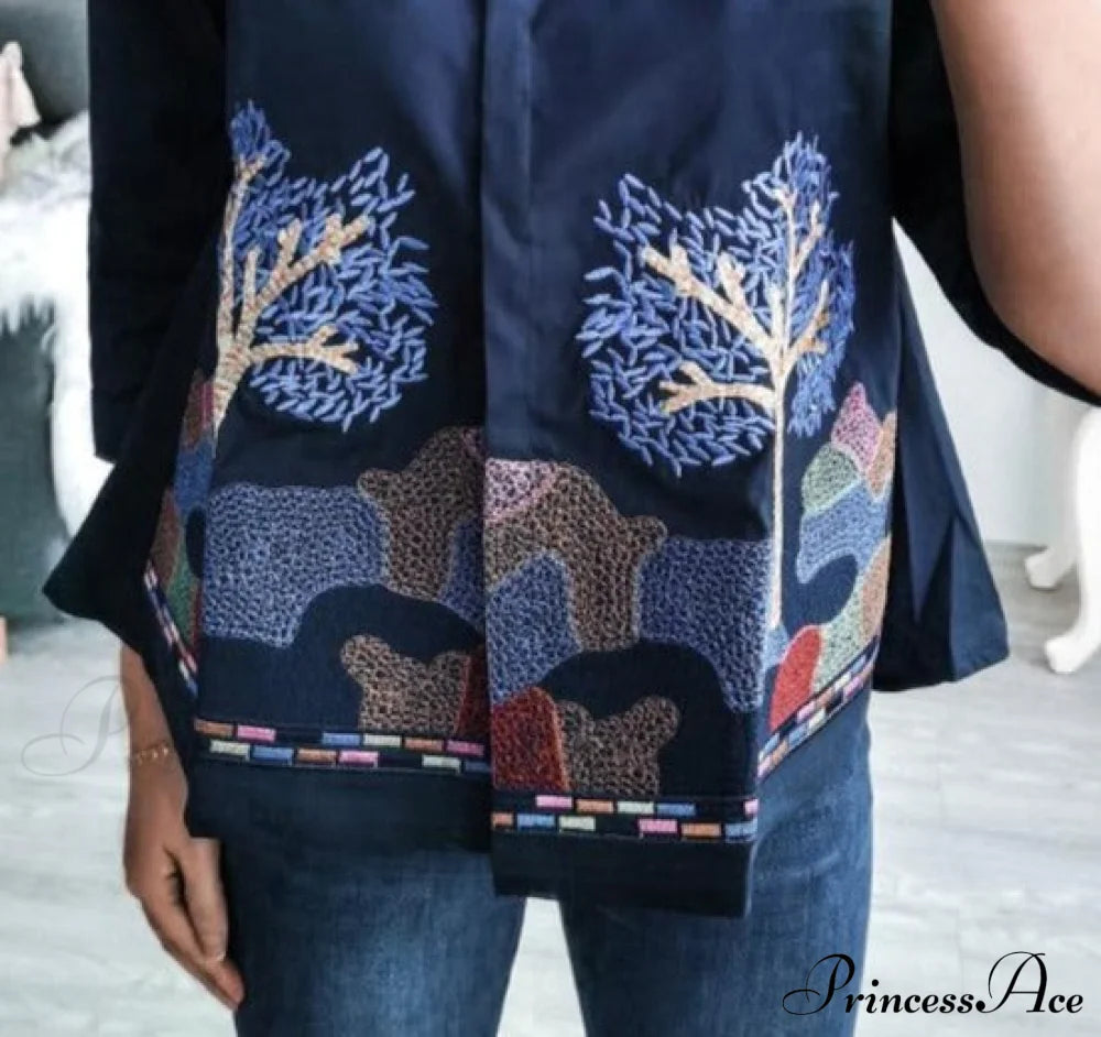 Sana Embroidered Shirt Tops & Blouses