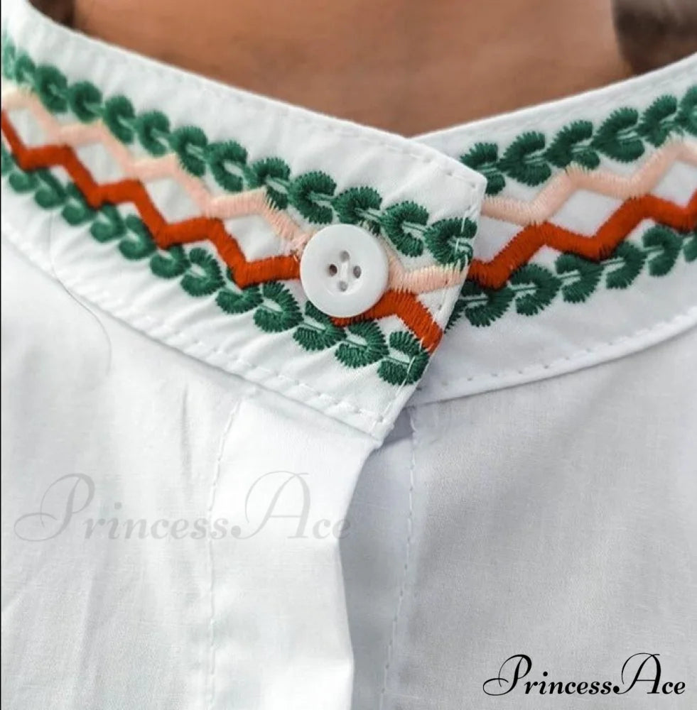 Sana Embroidered Shirt Tops & Blouses