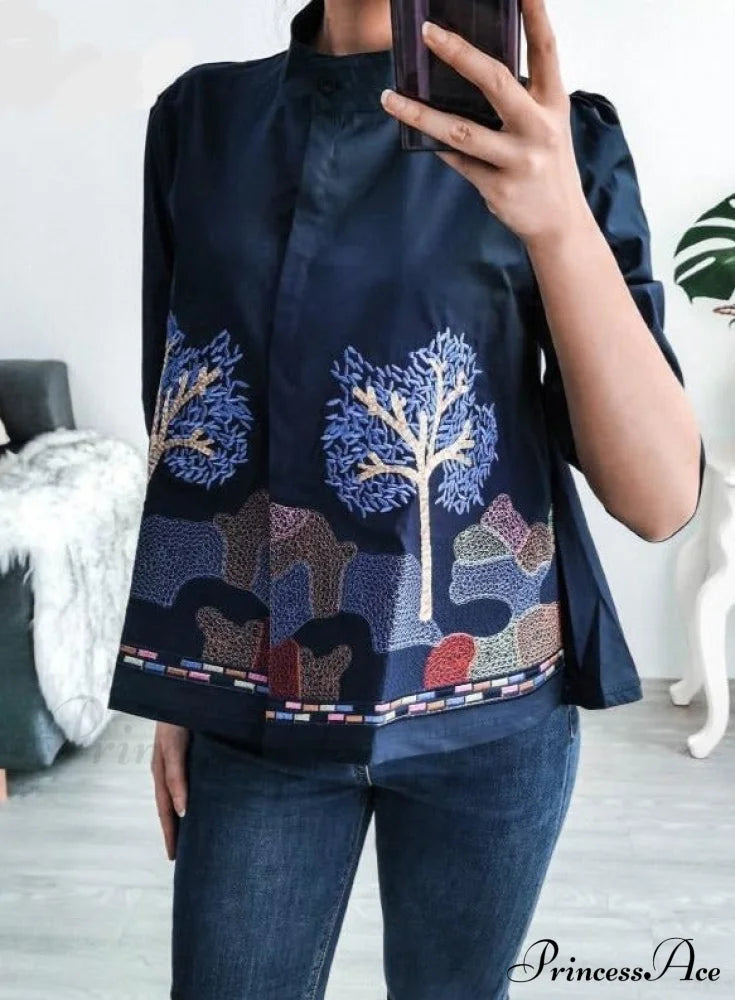 Sana Embroidered Shirt Tops & Blouses