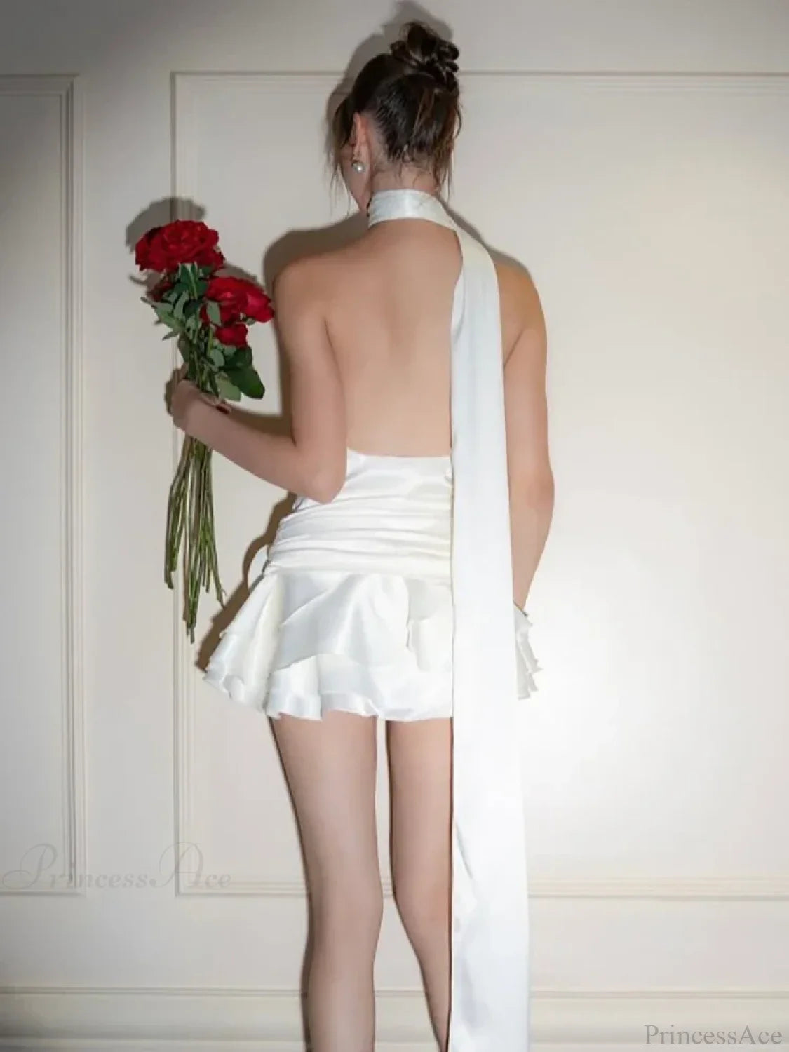 Satin 3D Flower Dress minidress-250223