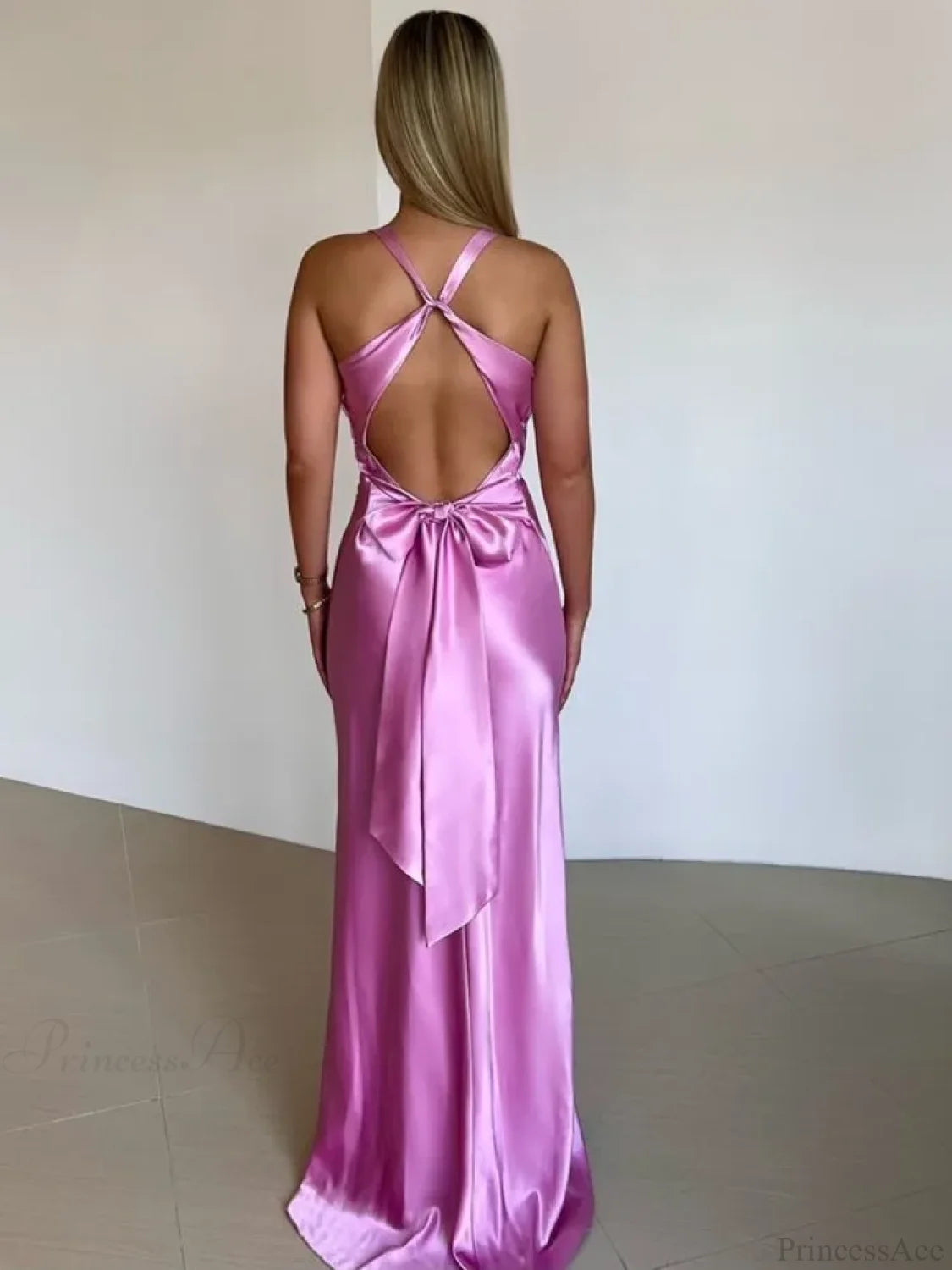 Satin Backless Ruched Vacation Dress Purple / S vacationdress-250223